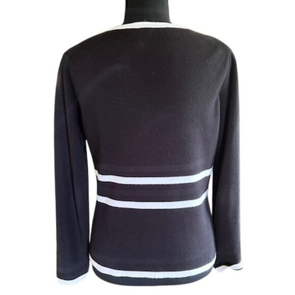 G Knitwear Black and White Contrast Trim Cardigan Blazer – Size Small - Picture 2 of 5